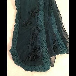 Coldwater Creek Blue long scarf with flowers